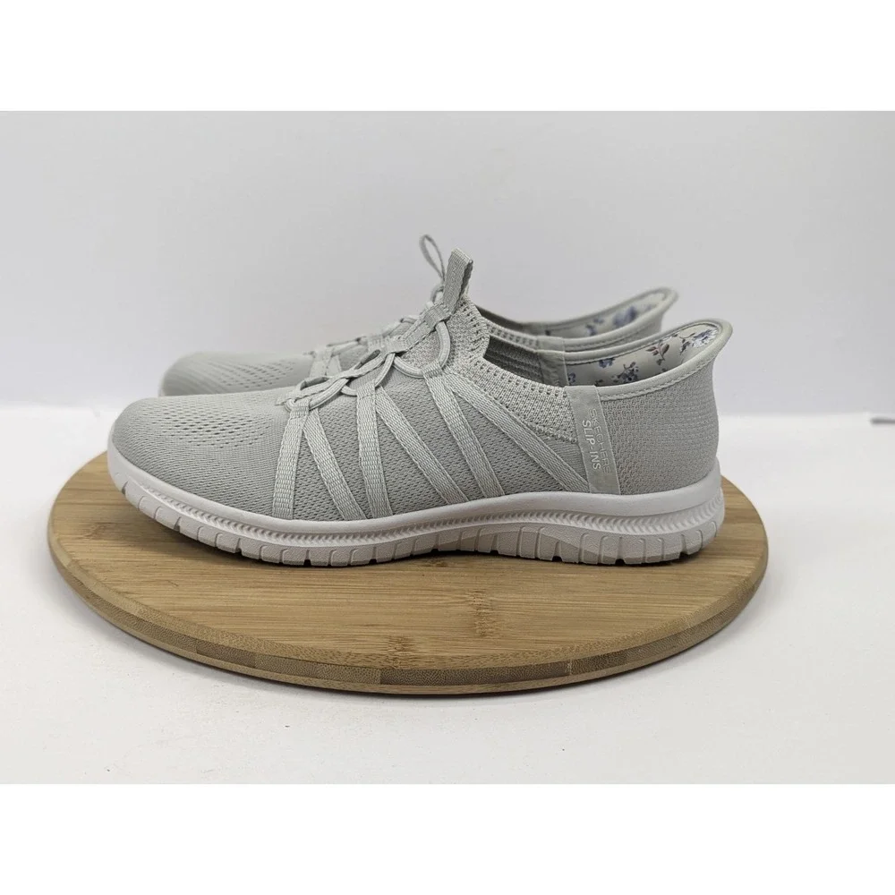 Sketchers Slip Ins Hands Free Shoes Womans 9 Gray Air Cooled Memory Washable
